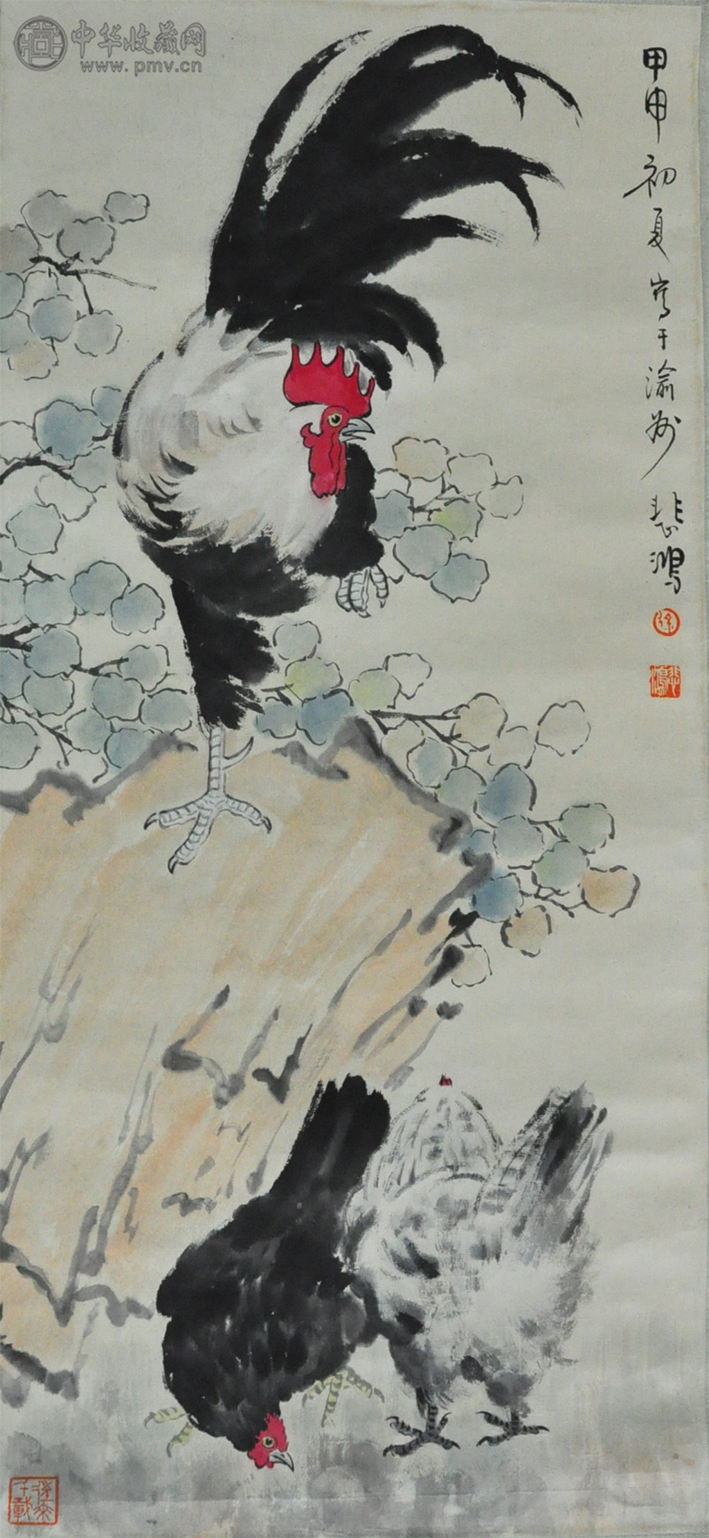 徐悲鴻  《三雞圖》  35x75cm